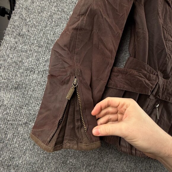 Barbour International MATLOCK Brown Size 6 Waxed Jacket Women Fleece Inside - Picture 10 of 16